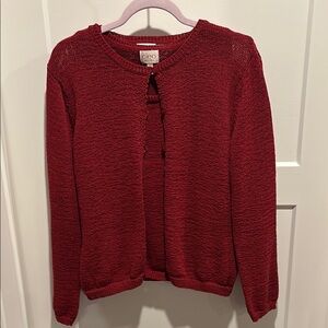 Cleo 2 pc petite Red Sleeveless Knit Top size-M and cardigan size - large!